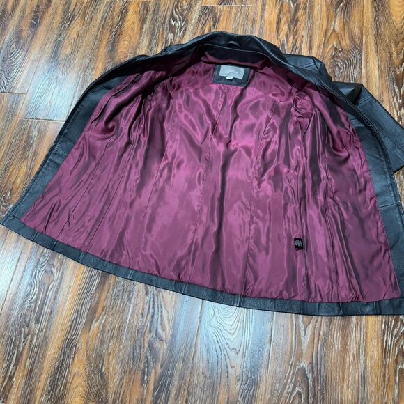 Women's Size S Black Leather Jacket Zip / Tie Front Coat Small Croft & Barrow - Picture 7 of 7